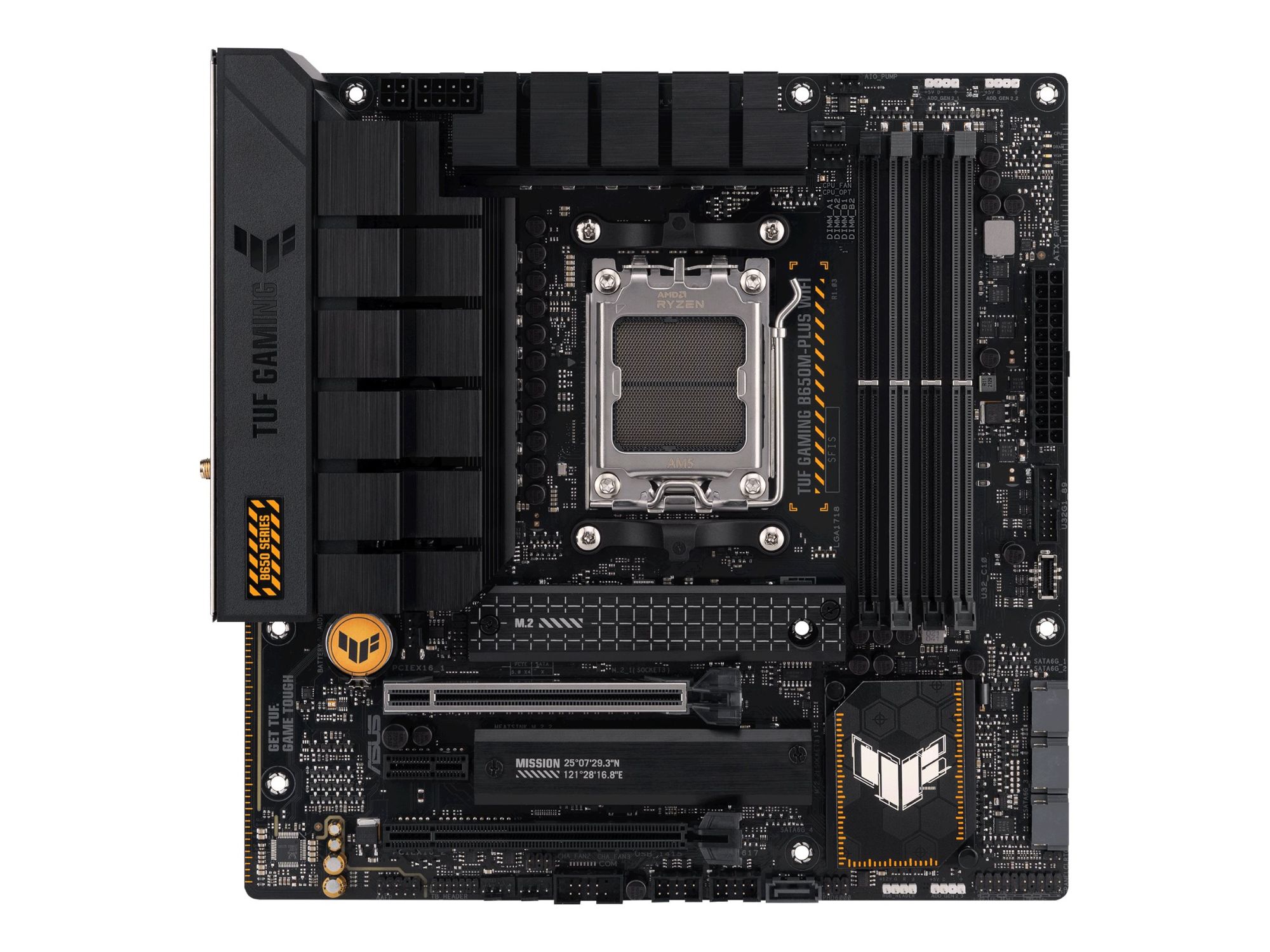 ASUS TUF Gaming B650M-Plus - Carte-mère - micro ATX - Socket AM5 - AMD B650 Chipset - USB-C 3.2 Gen 2x2, USB 3.1 Gen 2, USB 3.2 Gen 2, USB-C 3.2 Gen 1 - 2.5 Gigabit LAN - carte graphique embarquée (unité centrale requise) - audio HD (8 canaux)