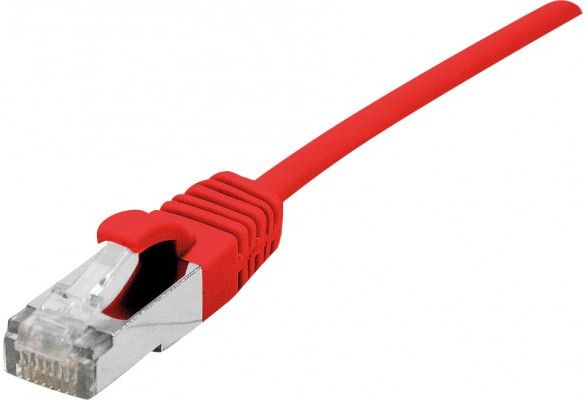 Dexlan - Cordon de raccordement - RJ-45 (M) pour RJ-45 (M) - 30 cm - 4.8 mm - SFTP - CAT 6a - sans halogène, sans crochet - rouge