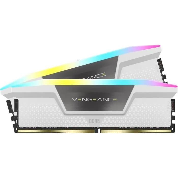 CORSAIR Vengeance RGB - DDR5 - kit - 32 Go: 2 x 16 Go - DIMM 288 broches - 6000 MT/s / PC5-48000 - CL40 - 1.35 V - blanc