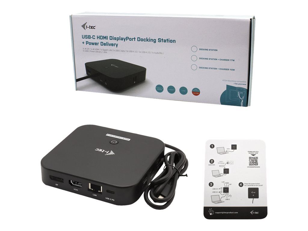 i-Tec - Station d'accueil - USB-C 3.1 / Thunderbolt 3 - HDMI, DP++ - 1GbE - 100 watt