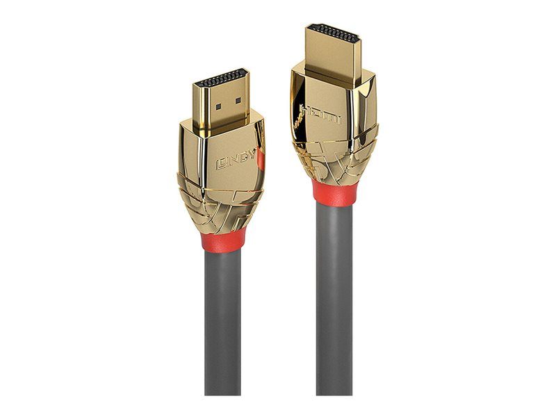 Lindy Gold Line - Ultra High Speed - câble HDMI avec Ethernet - HDMI mâle pour HDMI mâle - 5 m - triple blindage - gris - rond, support 4K, support Dolby DTS-HD Master Audio, support Dolby...
