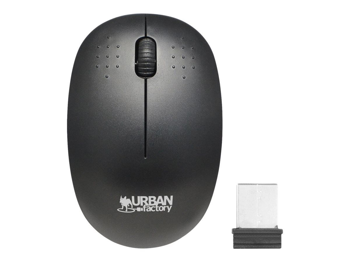 Urban Factory Free - Souris - 3 boutons - sans fil - 2.4 GHz - récepteur sans fil USB - noir