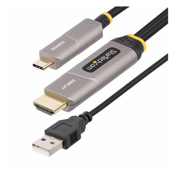 StarTech.com Câble USB-C vers HDMI 2.0 Optique Actif (AOC) de 15,2m, 4K60 - Câble HDMI - USB-C mâle pour HDMI, USB (alimentation uniquement) mâle - 15.2 m - blindé/fibre optique - noir - actif, Active Optical Cable (AOC), Unidirectionnel, support...