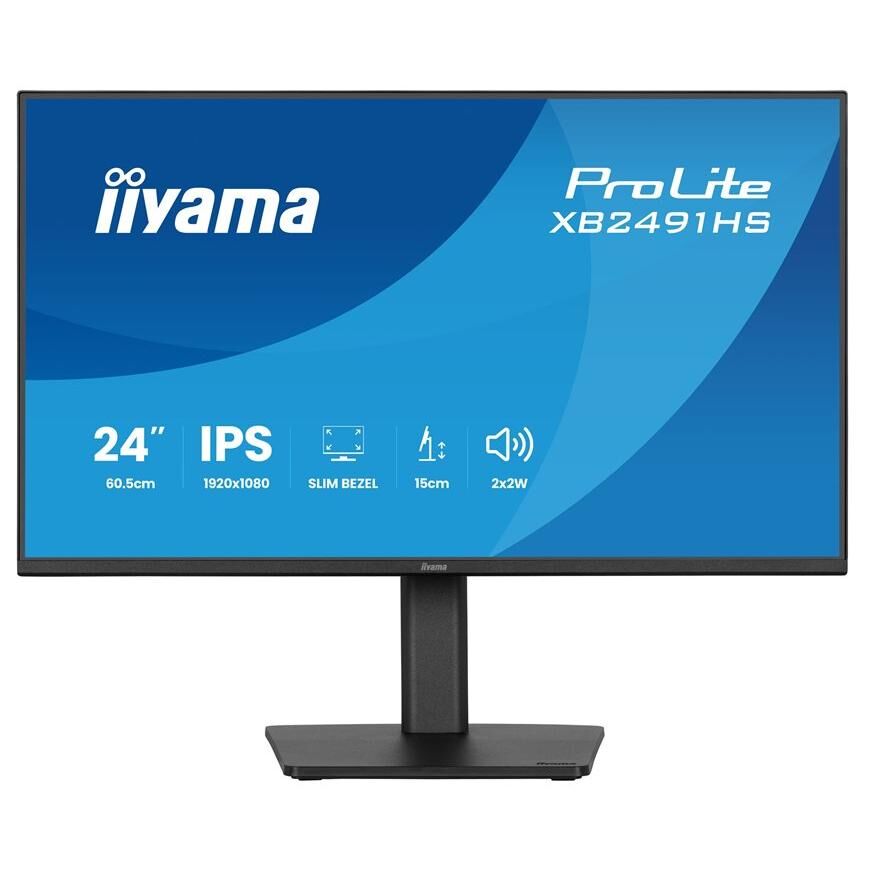 iiyama ProLite XB2491HS-B1 - Écran LED - 24" (23.8" visualisable) - 1920 x 1080 Full HD (1080p) @ 120 Hz - IPS - 350 cd/m² - 1500:1 - 1 ms - HDMI, DisplayPort - haut-parleurs - noir, mat
