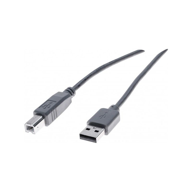 Cordon éco USB 2.0 type A /B gris - 3,0 m