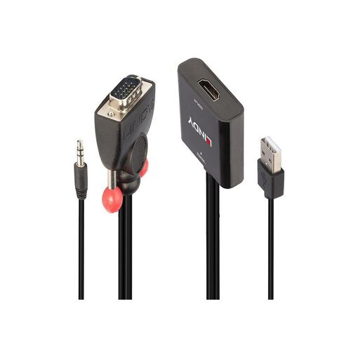Adaptateur vidéo Lindy - 60 cm USB vers mini-jack avec HDMI et stéréo 3,5 mm
