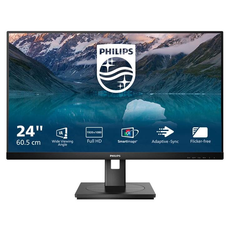 Philips 242S9JML - S Line - écran LED - 24" (23.8" visualisable) - 1920 x 1080 Full HD (1080p) @ 75 Hz - VA - 300 cd/m² - 3000:1 - 4 ms - HDMI, VGA, DisplayPort - haut-parleurs - noir