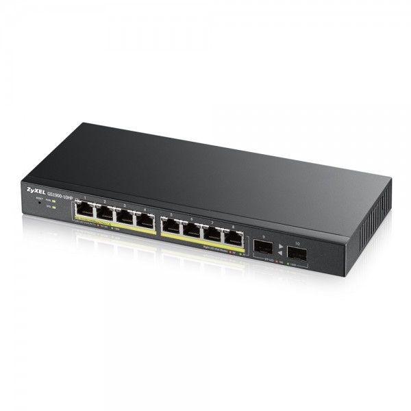 Zyxel GS1900-8HP - Commutateur - intelligent - 8 x 10/100/1000 (PoE+) - de bureau, fixation murale - PoE+ (70 W)