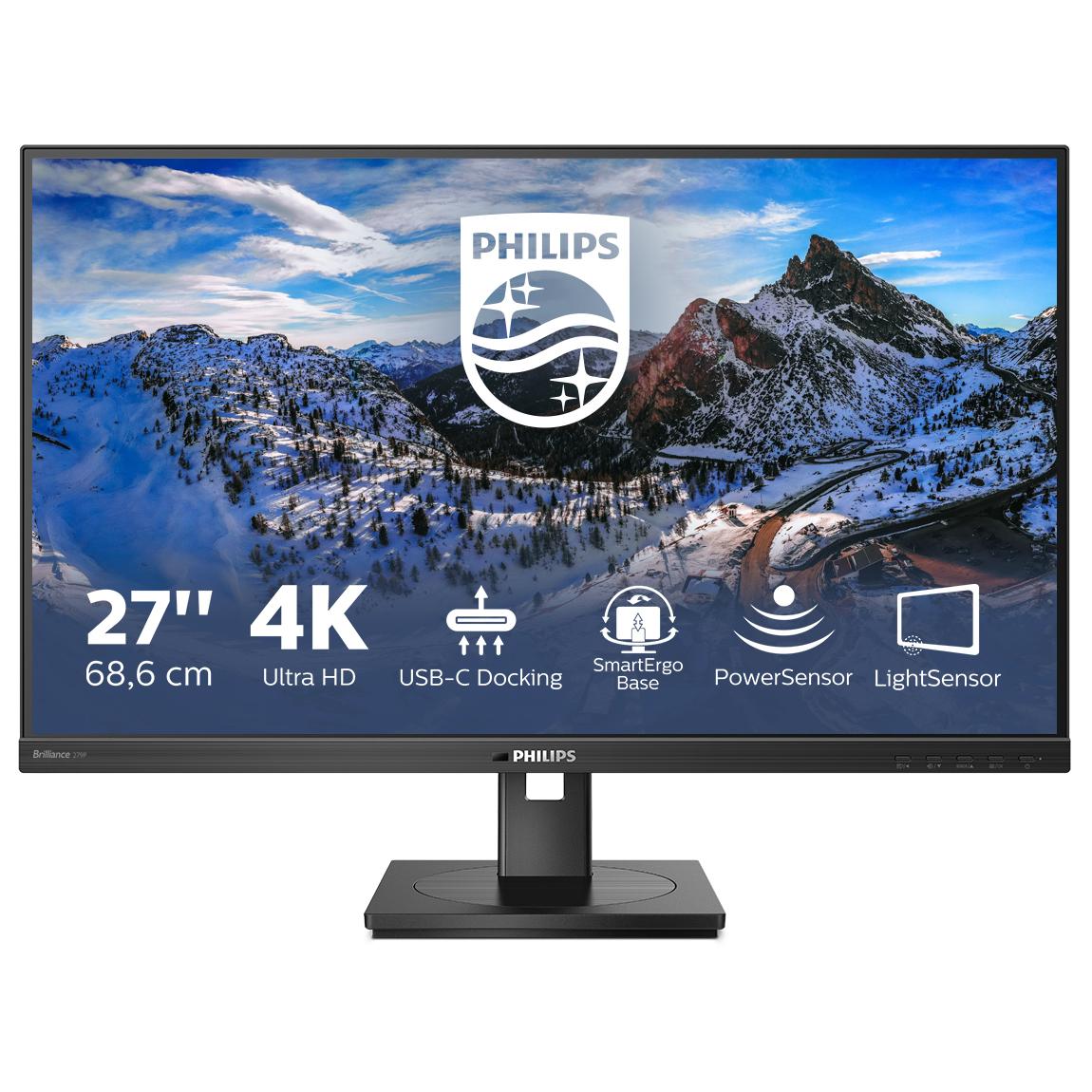 Philips P-line 279P1 - Écran LED - 27" - 3840 x 2160 4K @ 60 Hz - IPS - 350 cd/m² - 1000:1 - 4 ms - 2xHDMI, DisplayPort, USB-C - haut-parleurs - texture noire