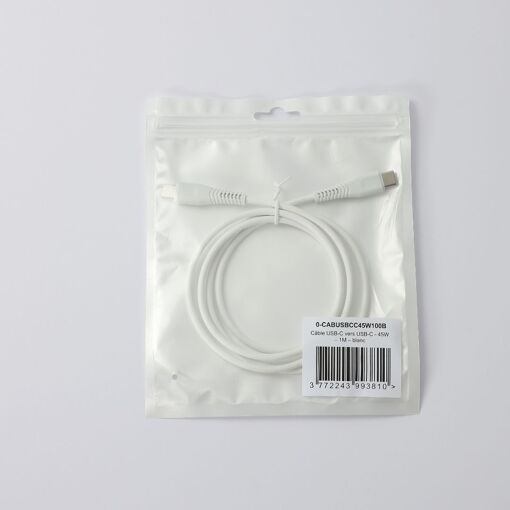 Câble WE USB-C/USB-C - 45W, 1M de long, Blanc