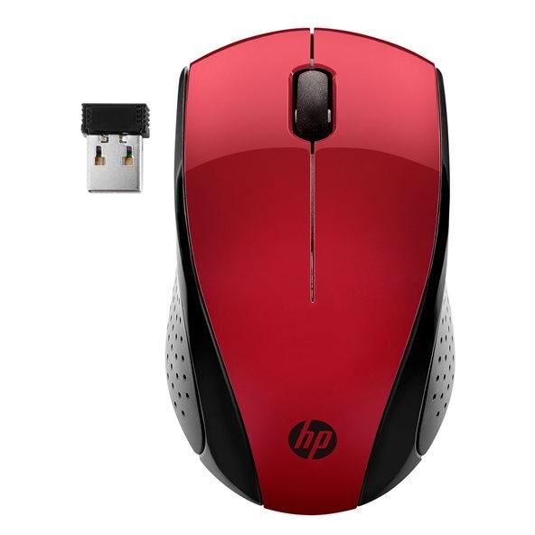 HP 220 - Souris - 3 boutons - sans fil - 2.4 GHz - récepteur sans fil USB - rouge - CTO - pour HP 27; ENVY Laptop 13, 17; Laptop 14, 15; Pavilion Laptop 14, 15; Pavilion x360 Laptop