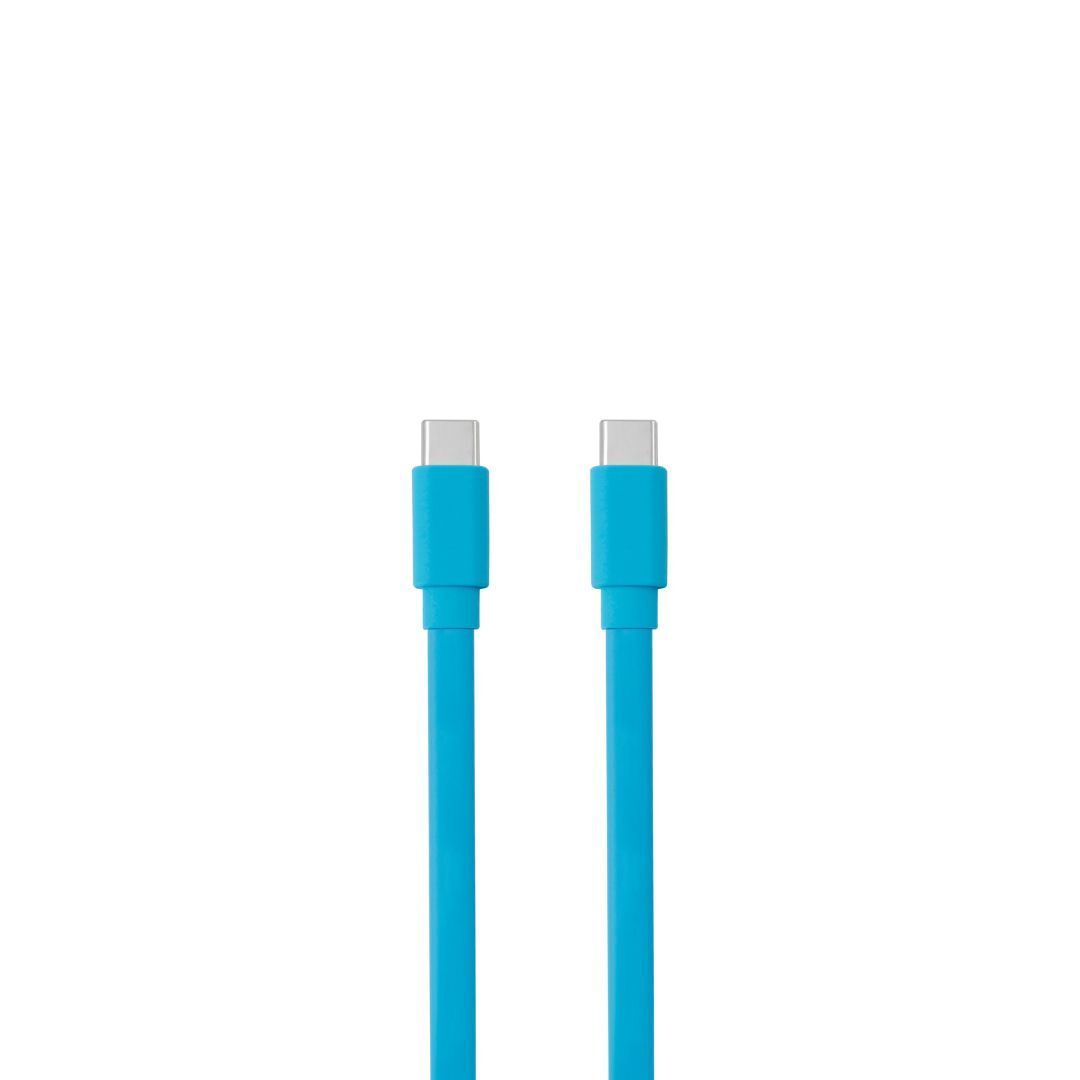 Câble USB-C mâle/USB-C mâle plat 1 m - Charge 60W (3A/20V) - USB 2.0 - bleu - ne s'emmêle pas
