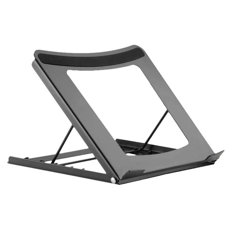 Manhattan Laptop and Tablet Stand, Adjustable (5 positions), Suitable for all tablets and laptops up to 15.6", Portable and Lightweight, Steel, Black, Lifetime Warranty - Socle de notebook / tablette - 10" - 15.6" - noir