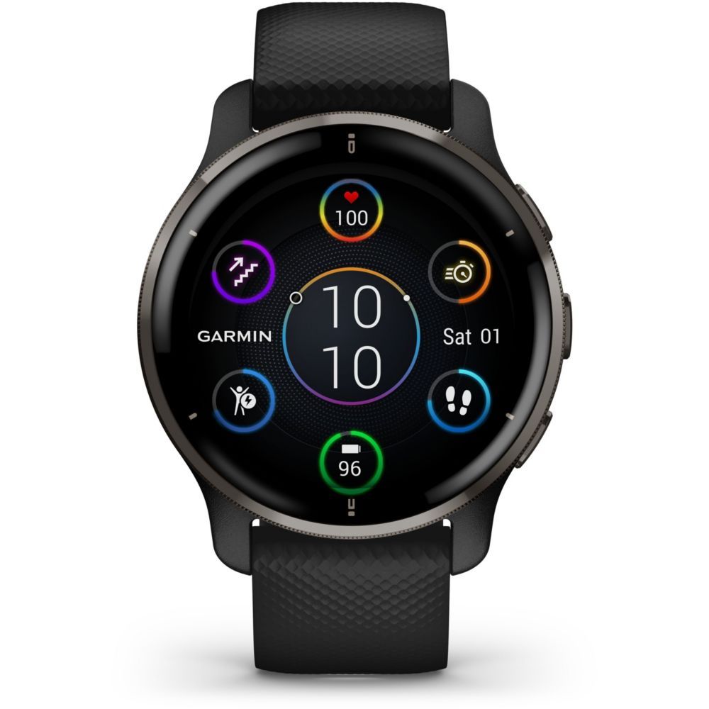 Garmin Venu 2 Plus - 43 mm - noir - montre de sport avec bracelet - taille du poignet : 125-190 mm - affichage 1.3" - Bluetooth, Wi-Fi, ANT+ - 51 g