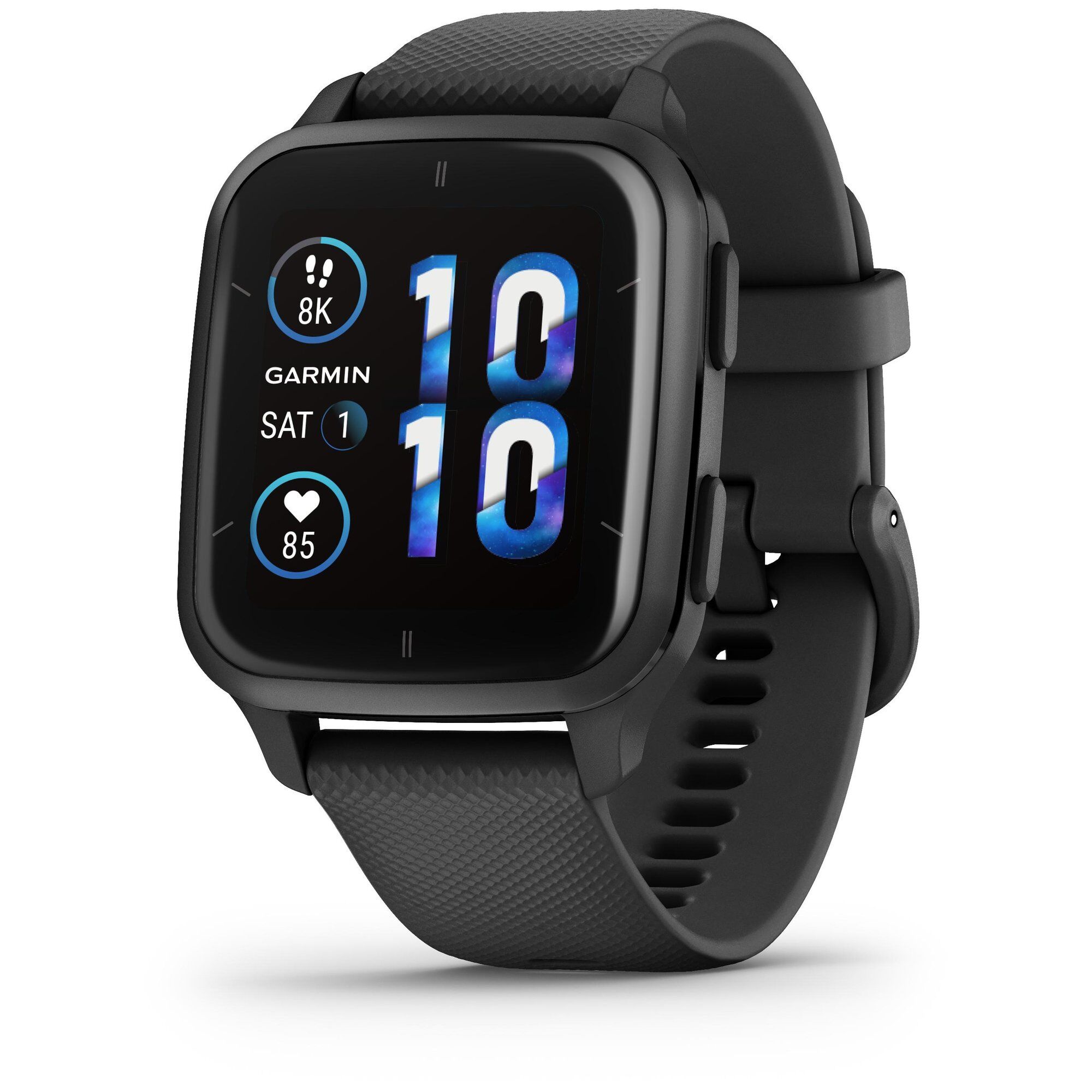 Garmin Venu Sq 2 Music Edition - 40 mm - noir - montre intelligente avec bracelet - silicone - ardoise - taille du poignet : 125-190 mm - affichage 1.41" - Bluetooth, Wi-Fi, ANT+ - 38 g