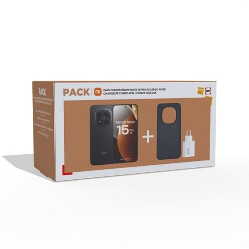 Smartphone Xiaomi Pack REDMI Note 15 Pro 5G 256Go Noir + 45W Turbo Charging Power Adapter Type-A