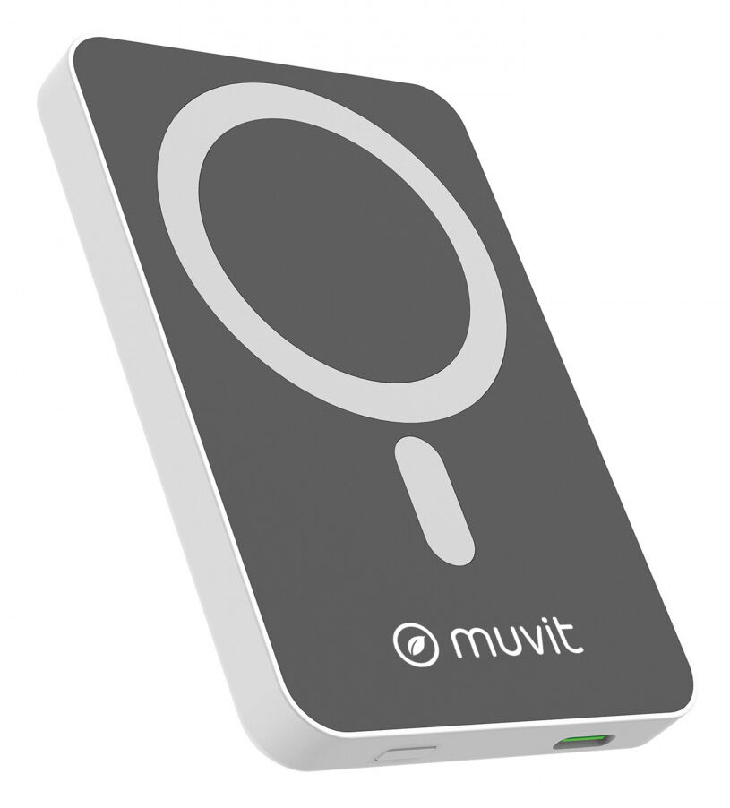 Muvit Mcchp0006 Banque D'alimentation Électrique Lithium Polymère (Lipo) 5000 Mah Recharge Sans Fil Gris Et Blanc