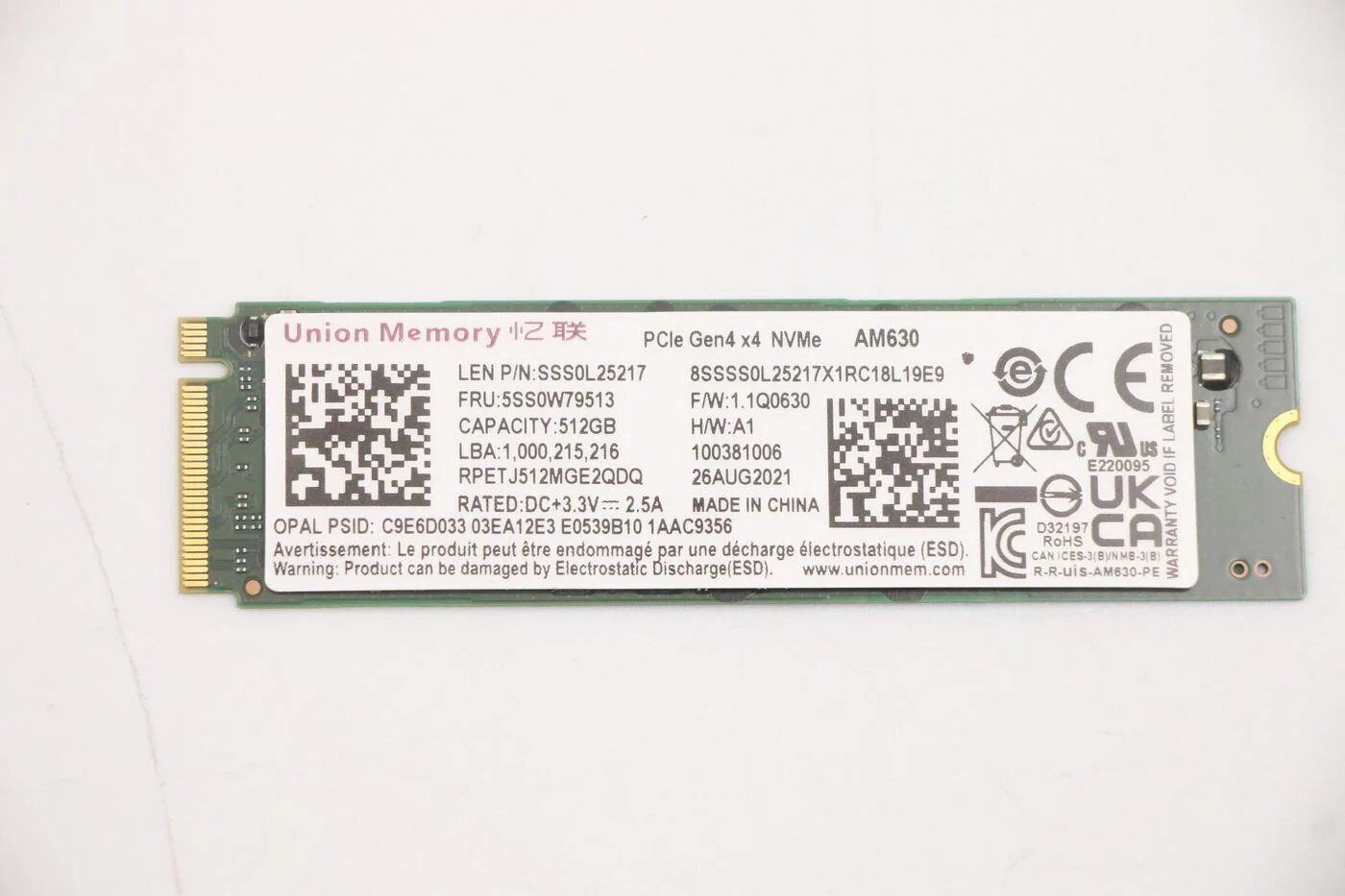 Lenovo SSDASM 512GM.22280PCIe4x4UMOPAL (5SS0W79513)