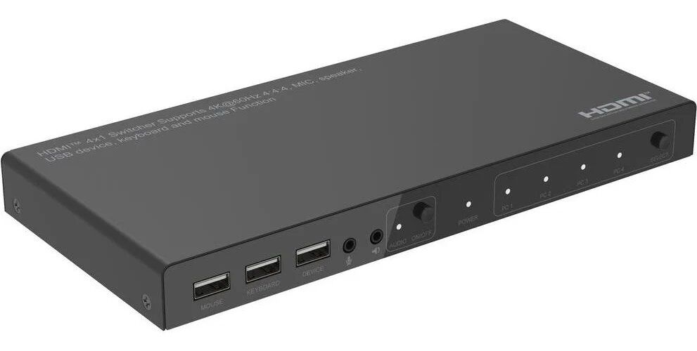 MicroConnect - Commutateur KVM / Vidéo / Audio - 4 x KVM / Vidéo / Audio - 1 utilisateur local - Bureau (MC-HDMIKVM0401-4K)