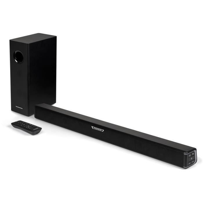 THOMSON SB350BTS - BARRE DE SON 2.1 - 300W - BLUETOOTH 5.0 - CAISSON DE BASSE FILAIRE - INDICATEURS LUMINEUX