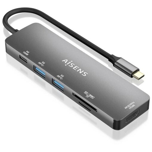 Estación de carga AISENS con cable USB 3.2 Gen 1 (3.1 Gen 1) Tipo C - Gris