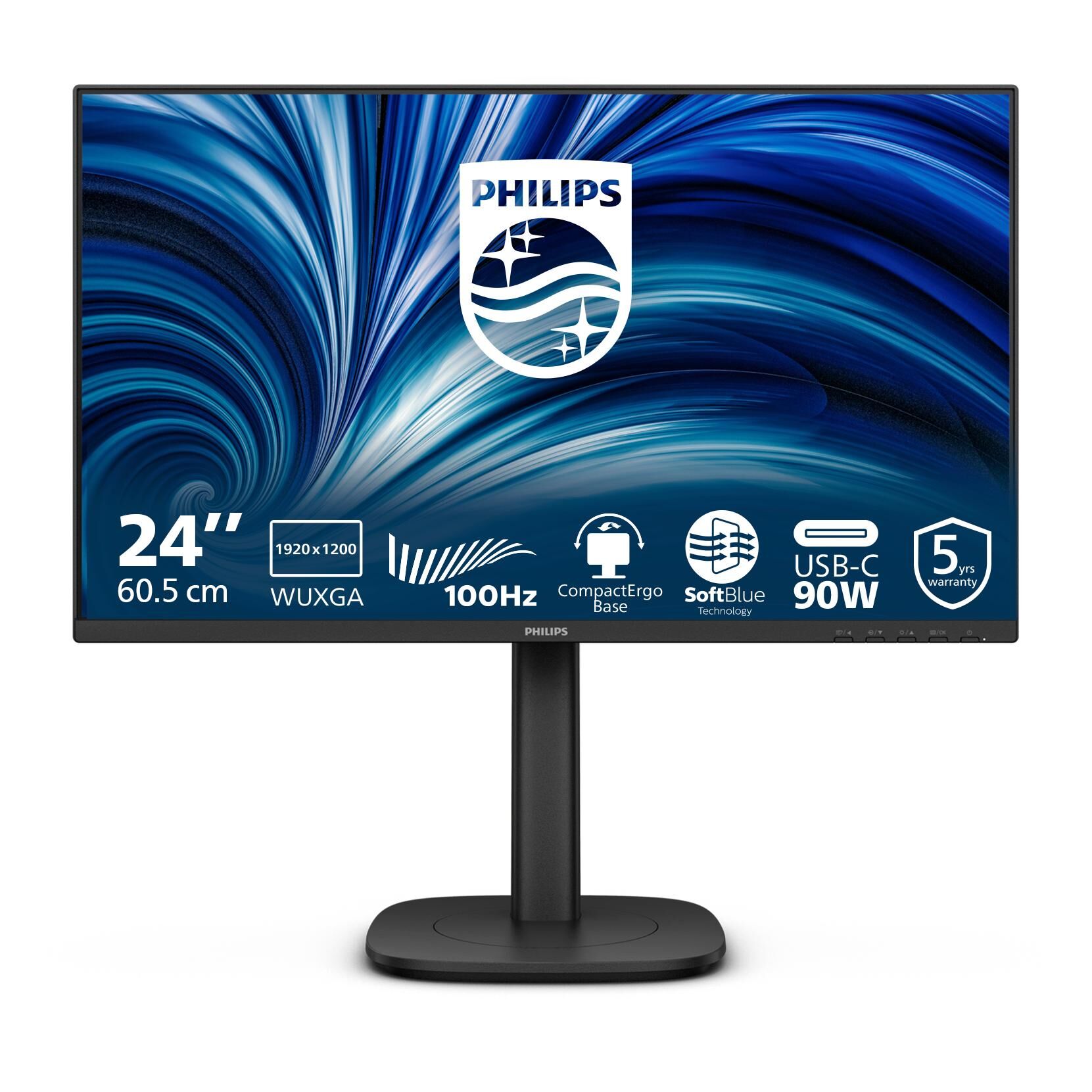 Philips 24B2U3301D - Écran LED - 24" - 1920 x 1200 WUXGA @ 100 Hz - IPS - 300 cd/m² - 1500:1 - 4 ms - HDMI, DisplayPort, USB-C - haut-parleurs - noir