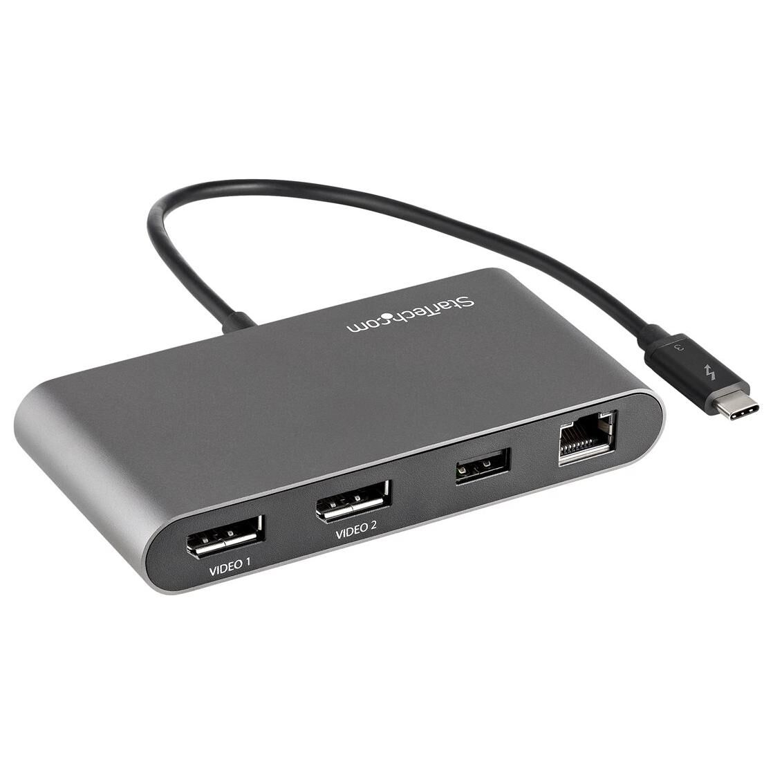 StarTech.com Mini Dock Thunderbolt 3 - Station d'Accueil TB3 à Double Écran - DisplayPort 4K 60Hz - 1x USB-A (3.2) & GbE - Câble 28cm - Adaptateur Multiport pour PC Portable - Mac/Windows (TB3DKM2DPL) - Station d'accueil - Thunderbolt 3 - 2 x DP...