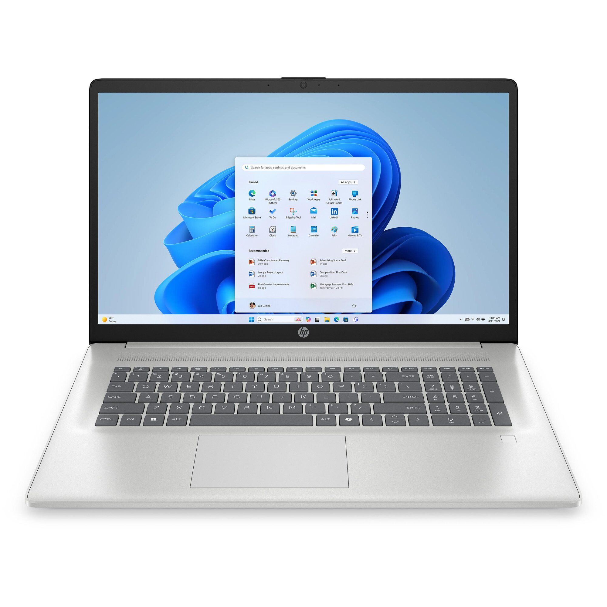 HP 17-cp2051nf AMD Ryzen 5 7520U Ordinateur portable 17.3" Full HD 16 Go LPDDR5-SDRAM 512 Go SSD Wi-Fi 6 (802.11ax) Windows 11 Home Argent