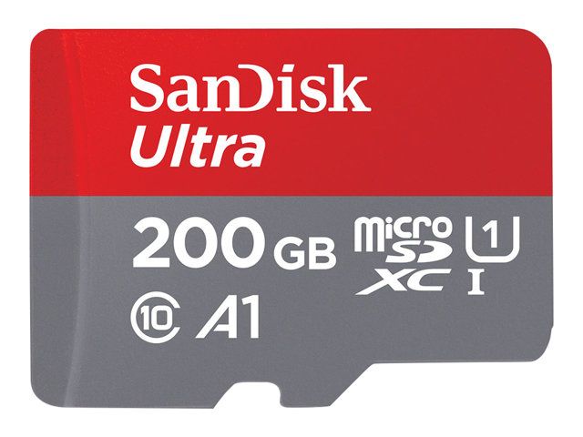 SanDisk Ultra - Carte mémoire flash (adaptateur microSDXC vers SD inclus(e)) - 200 Go - A1 / UHS Class 1 / Class10 - microSDXC UHS-I