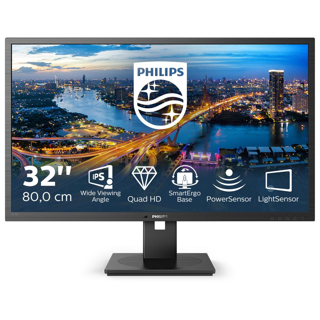 Philips B Line 325B1L - Écran LED - 32" (31.5" visualisable) - 2560 x 1440 QHD @ 75 Hz - IPS - 250 cd/m² - 1200:1 - 4 ms - 2xHDMI, DisplayPort - haut-parleurs - texture noire