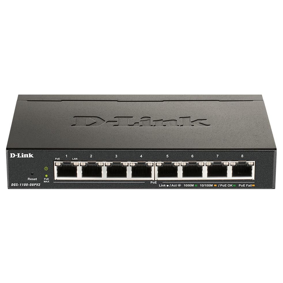 D-Link EasySmart Switch DGS-1100-08P - V2 - commutateur - intelligent - 8 x 10/100/1000 (PoE) - de bureau - PoE (64 W)