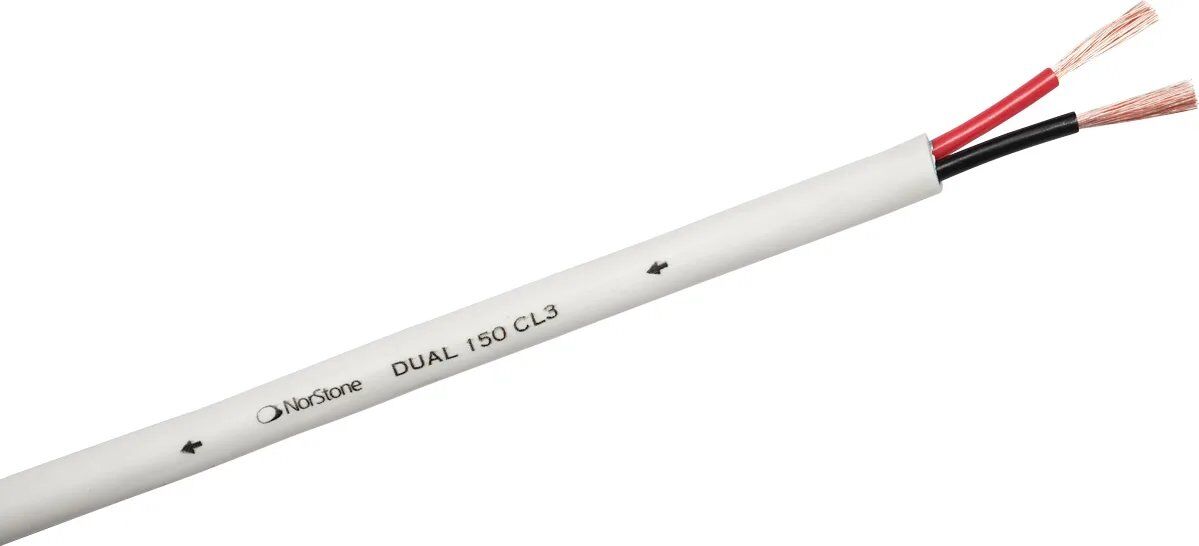 Norstone - Câble d'enceinte - 2 x 1,5 mm² - CL3 - Gaine flexible PVC - Blanc Mat - 150m