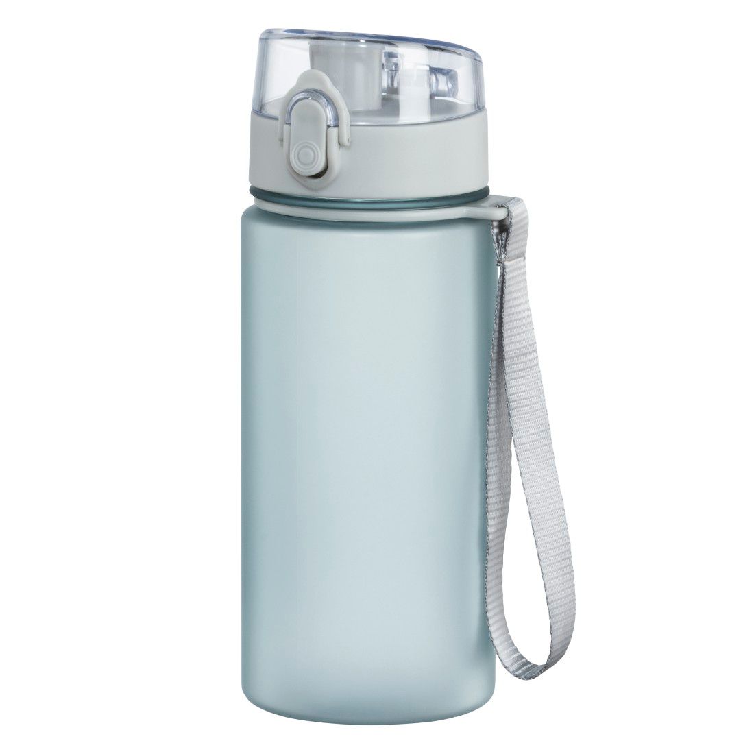 Gourde de sport avec dragonne, 500 ml, bleu transparent