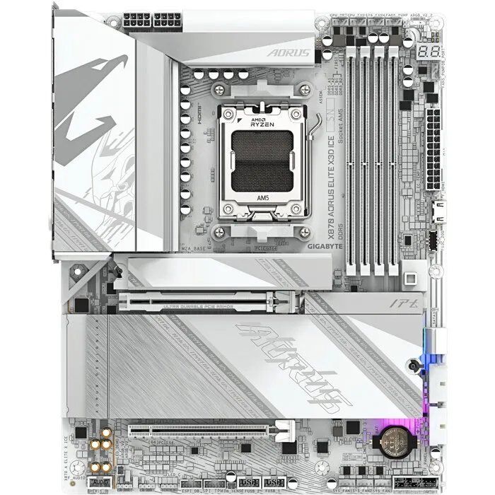 Carte mère GIGABYTE X870 AORUS ELITE X3D ICE ATX AM5 DDR5 Wi¿Fi 7 2.5GbE USB4 HDMI 2.1