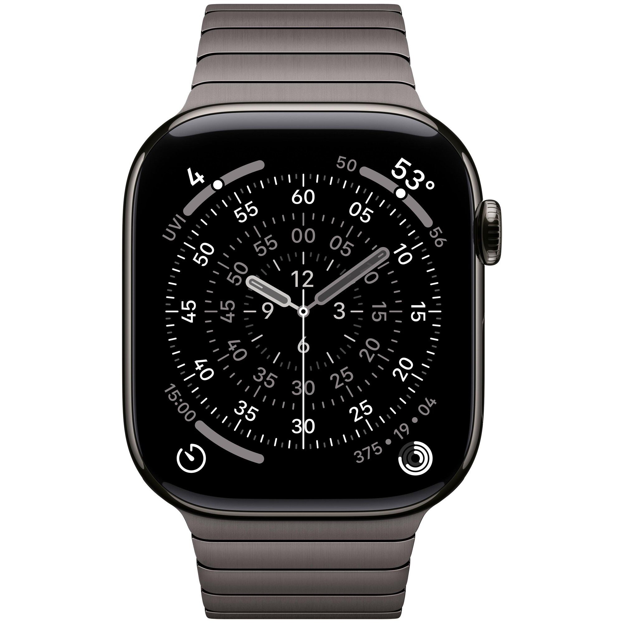 Apple MXMK3ZM/A accessoire intelligent à porter sur soi Bande Gris Acier inoxydable pour Apple Watch Models, 44mm, 45mm, 46mm, 49mm