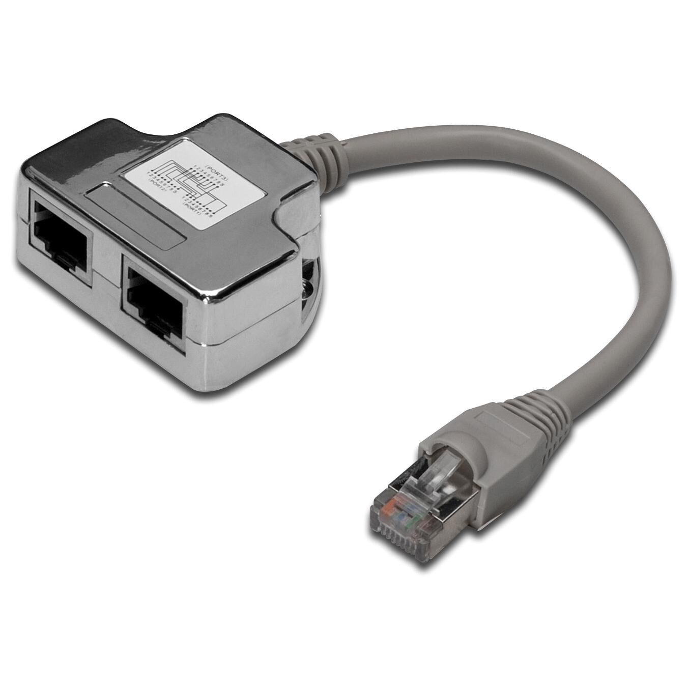 DIGITUS - Répartiteur de réseau - RJ-45 (M) pour RJ-45 (F) - blindé - CAT 5e