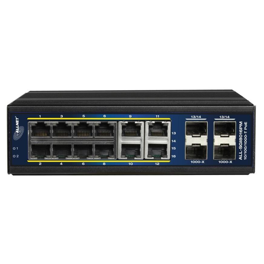 Commutateur réseau géré Allnet ALL-SGI8016PM L2+/L3 Gigabit Ethernet (10/100/1000) avec alimentation PoE, noir