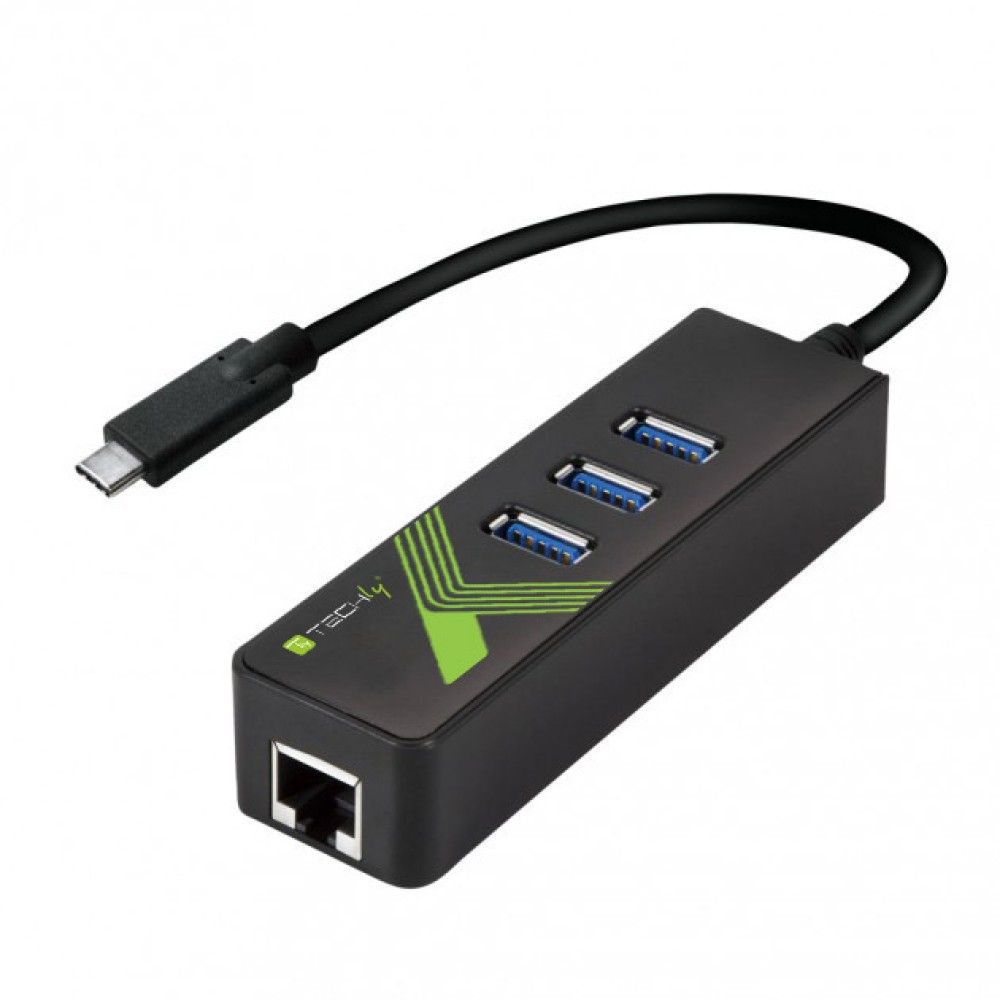 Techly IDATA USB-ETGIGA-3C2 station d'accueil USB 3.2 Gen 1 (3.1 Gen 1) Type-C Noir