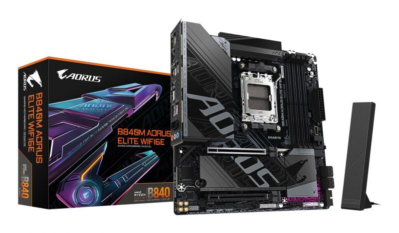 Carte mère GIGABYTE B840M AORUS ELITE WiFi6E AM5 Micro ATX DDR5 6400 MHz PCIe 5.0