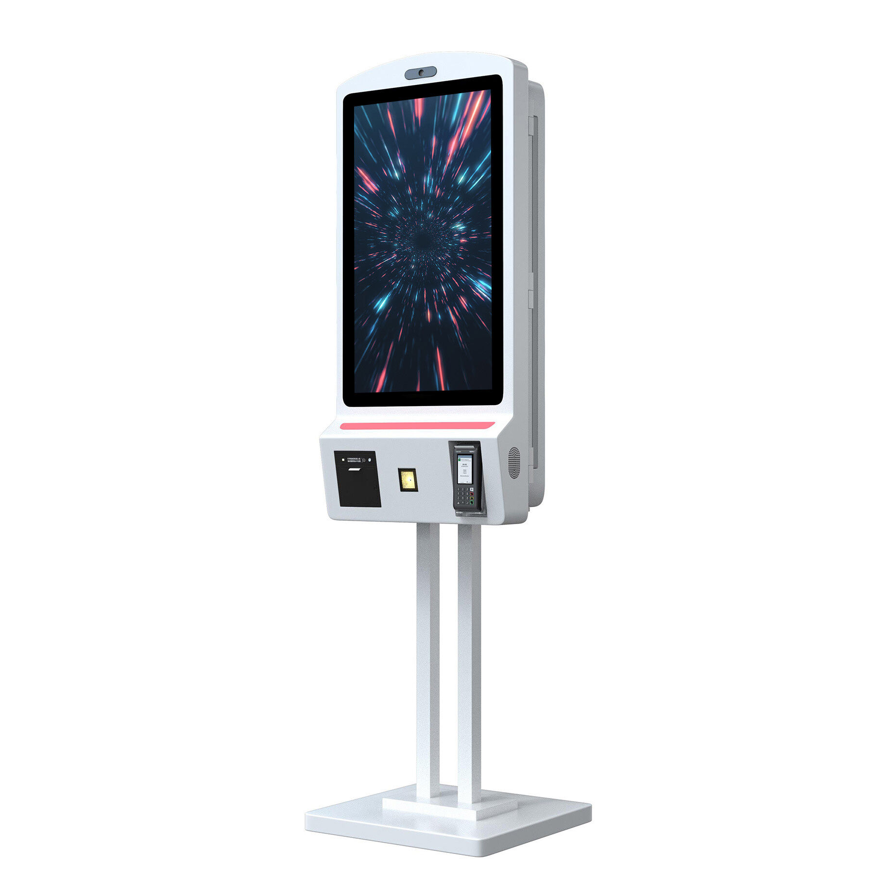 Borne de paiement 32" avec support TPE, avec lecteur QR code et imprimante