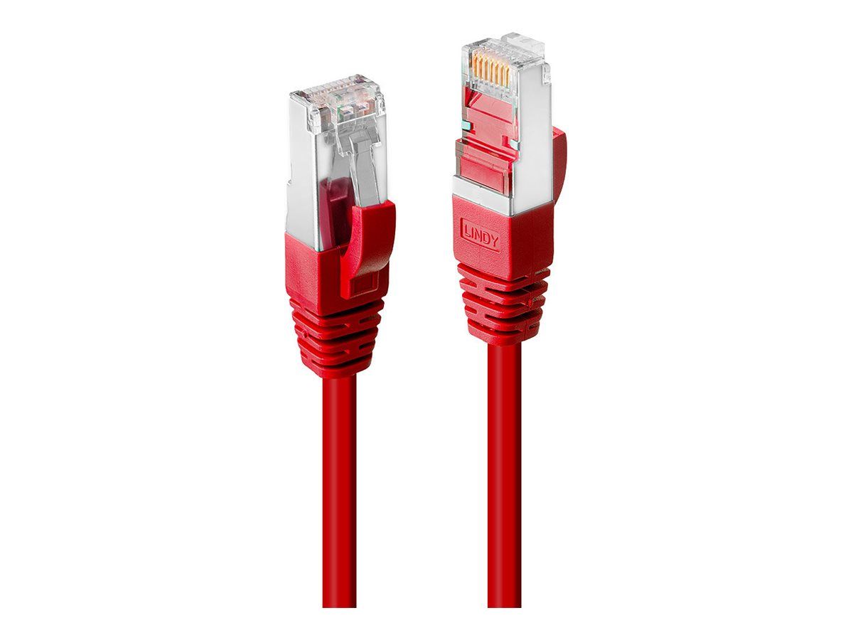 Lindy Premium - Cordon de raccordement - RJ-45 (M) pour RJ-45 (M) - 15 m - Paire torsadée blindée (SSTP) - CAT 6 - sans halogène, sans crochet - rouge
