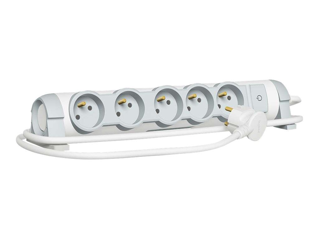 C2G 3500W Multi-Outlet Extension, 1.5m, 5 Outlet, 3-Phase (France/Belgium), White
