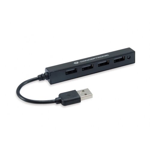 Hub y adaptador Conceptronic USB 2.0 - 480 Mbit/s, Negro