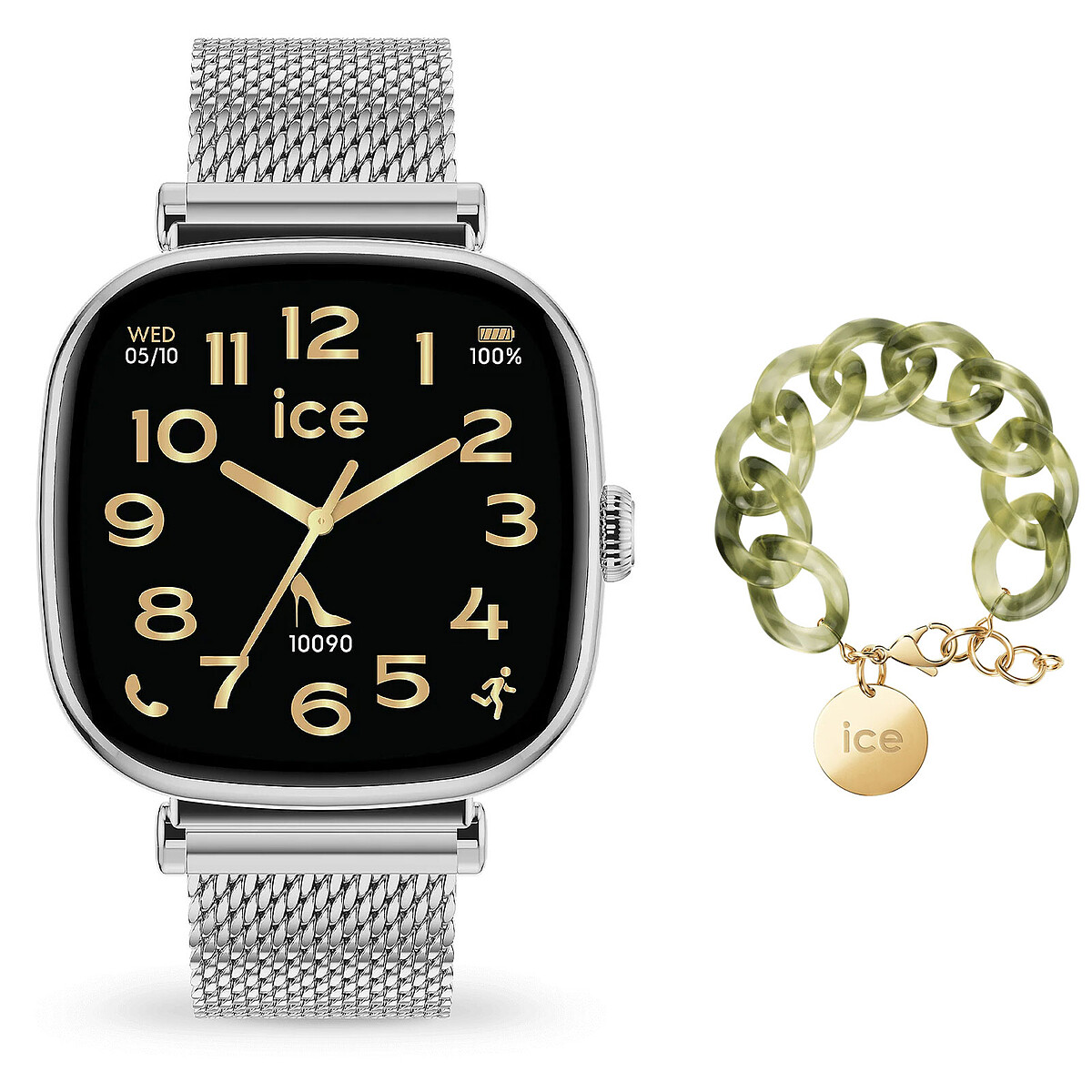 Ice Watch Ice Smart SQ 2.0 1.7 Plata + Bracelete de Cadena Opalina Verde