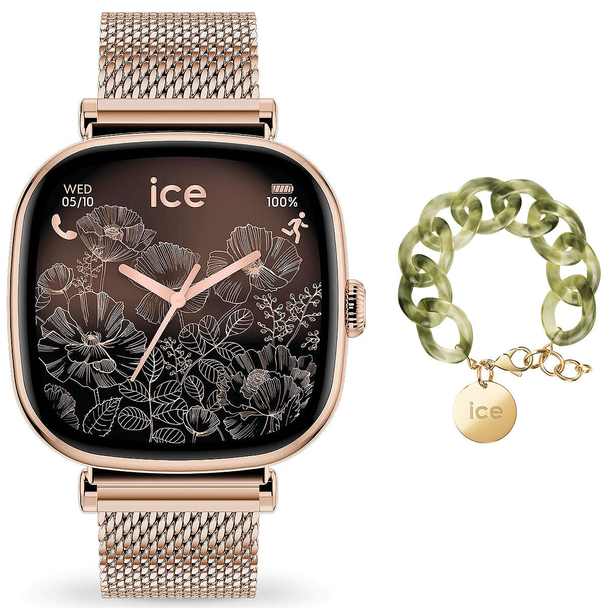 Reloj inteligente Ice Watch Ice Smart SQ 2.0 1.7" Oro/Rosa + Bracelet Chaine Opalina Verde