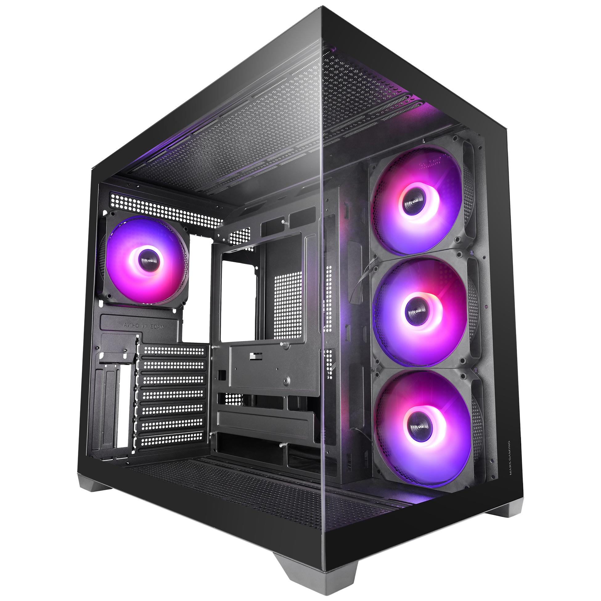 Caja de ordenador Mars Gaming MCV5, Torre media, Negra