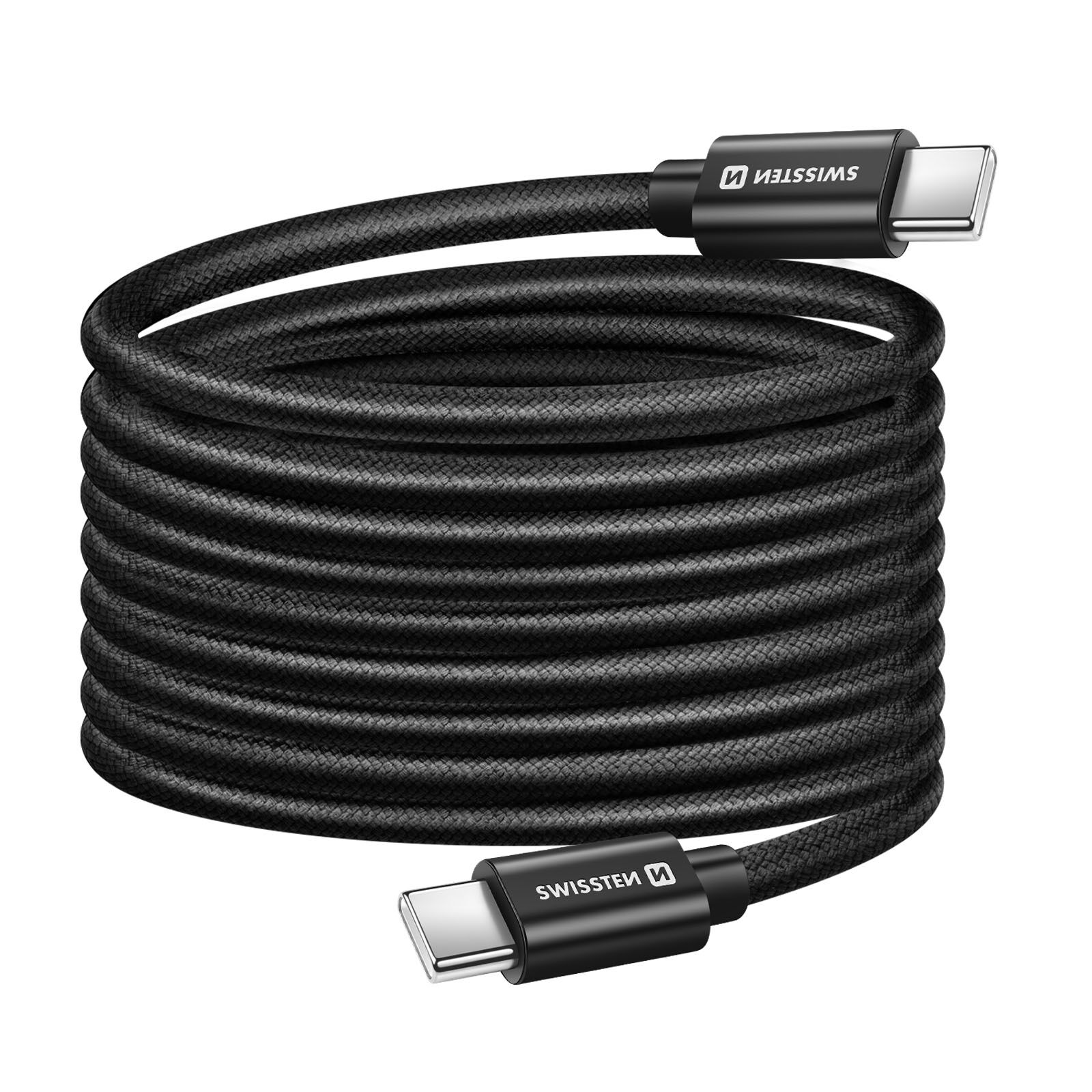 Swissten 3m USB-C to USB-C Cable, 60W Universal Quick Charge and Fast Data Transfer, Black