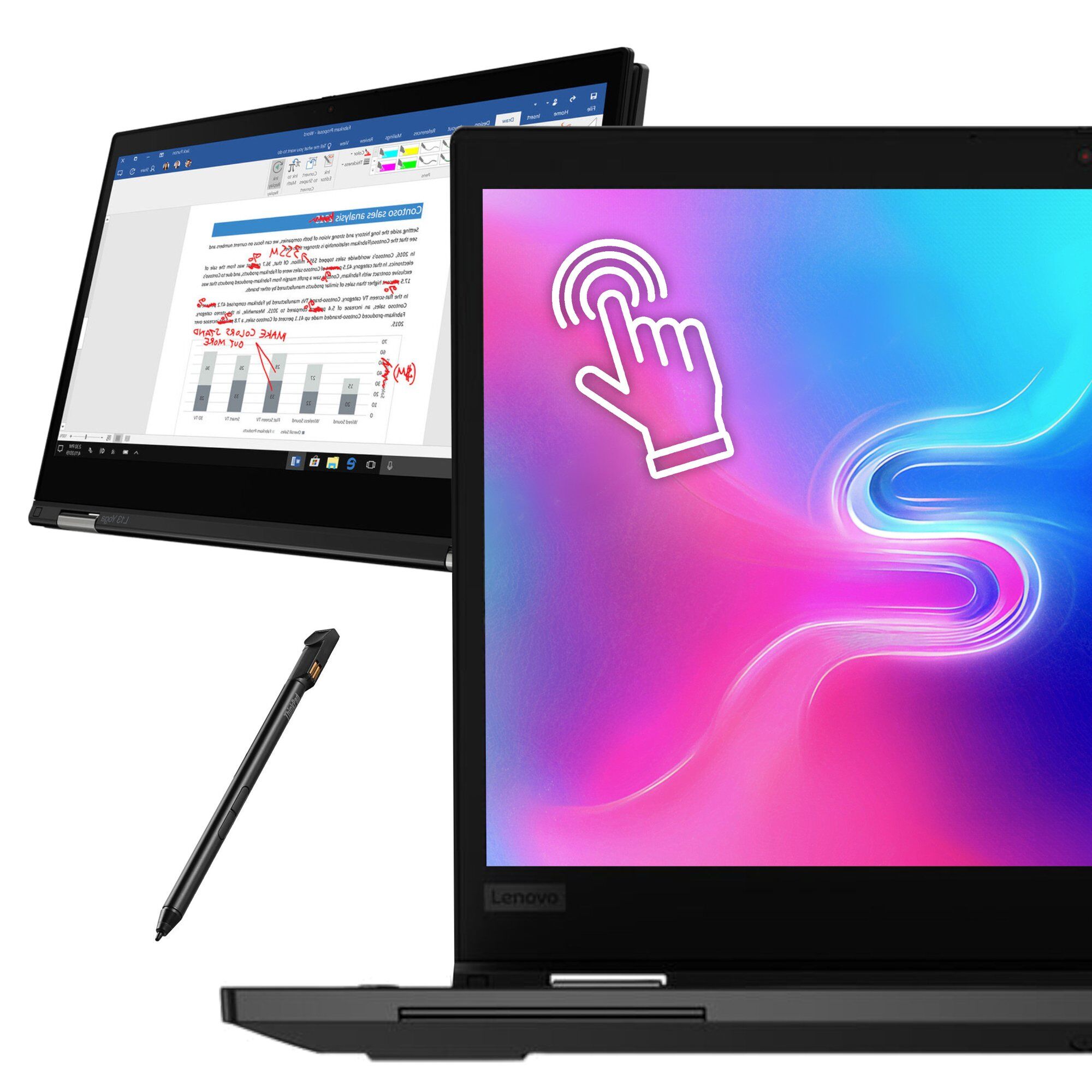 Ordinateur portable Lenovo ThinkPad L13 Yoga Gen 2 13 pouces, écran tactile 4K, processeur Intel Core i7-1165G7, 16 Go de RAM, 512 Go SSD