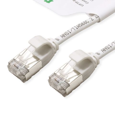 Roline Green Cat6a Network Cable, 0.3m, White, U/FTP (STP) RJ-45