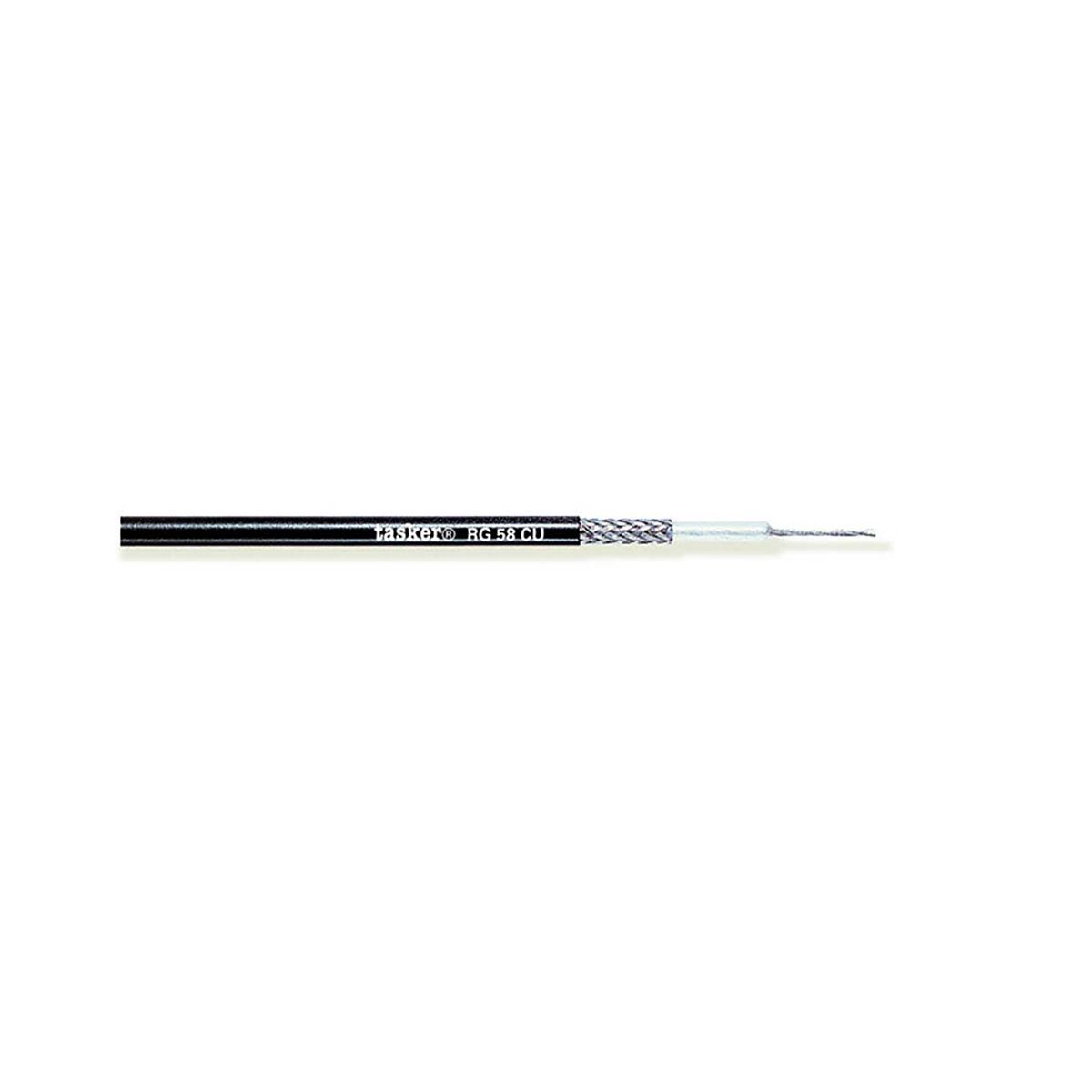 Câble coaxial Tasker RG58 5mm blindé avec conducteur torsadé en bobine de 100m Noir